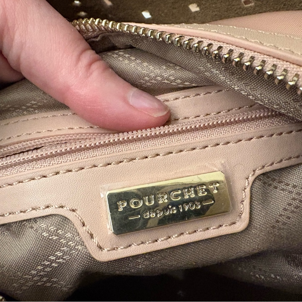 Gorgeous Pourchet Paris shoulder bag- soft pale pink/cream leather - Picture 6 of 16
